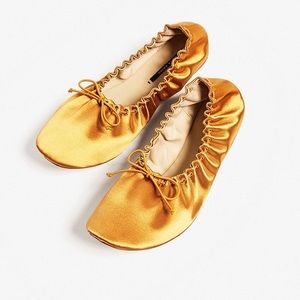 Gold Satin Zara Ballet Flats
